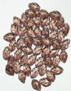 50 12mm Transparent Amethyst & Gold Glass Leaf Beads